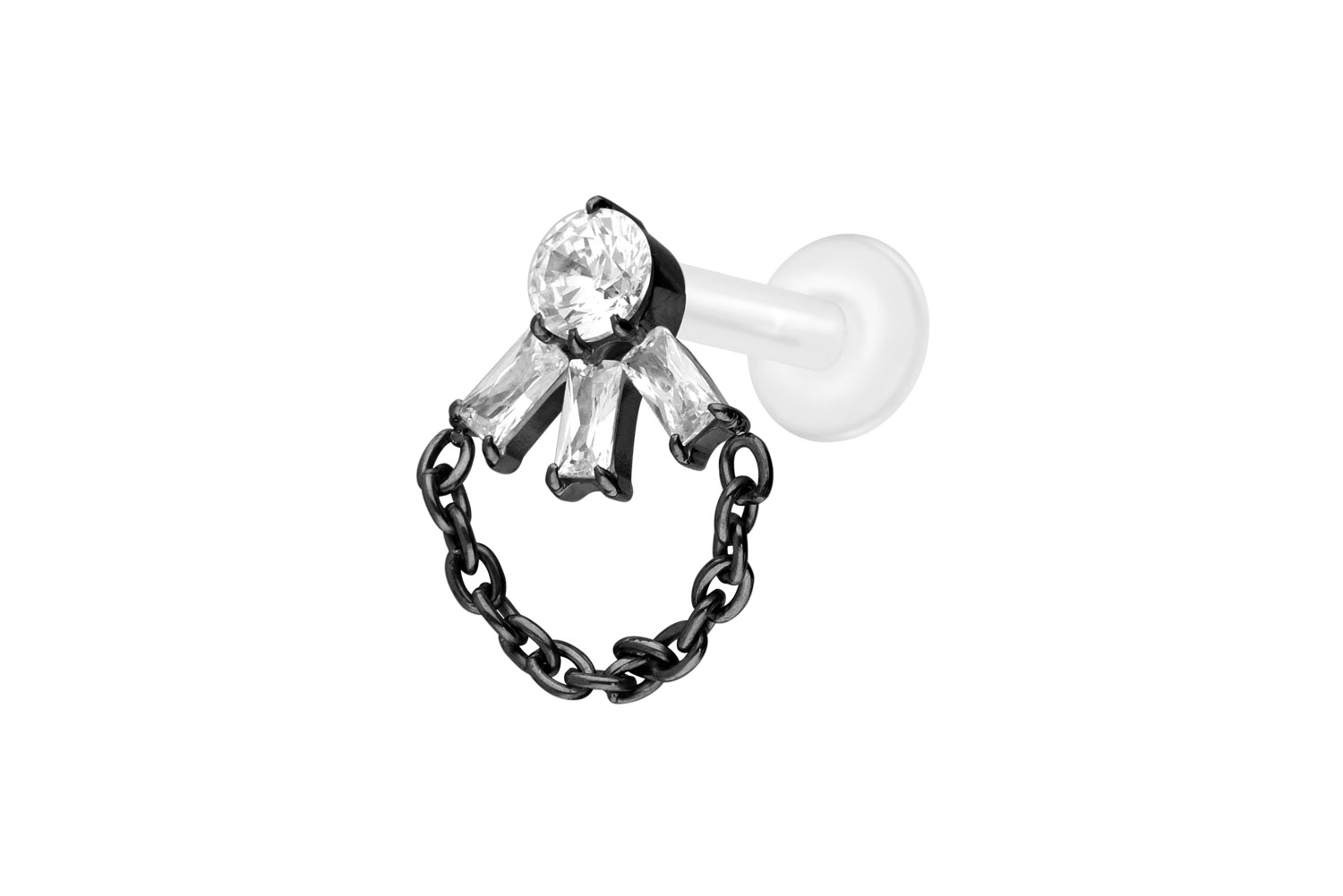 PTFE Labret Piercing mit Innengewinde + Titan-Aufsatz LOTUSBLÜTE + KETTE